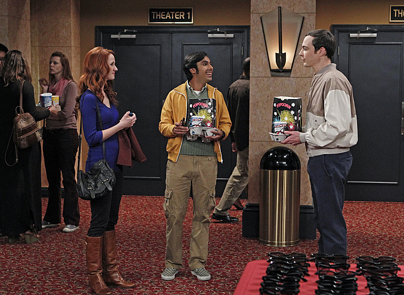 Still of Jim Parsons, Kunal Nayyar and Laura Spencer in Didziojo sprogimo teorija (2007)