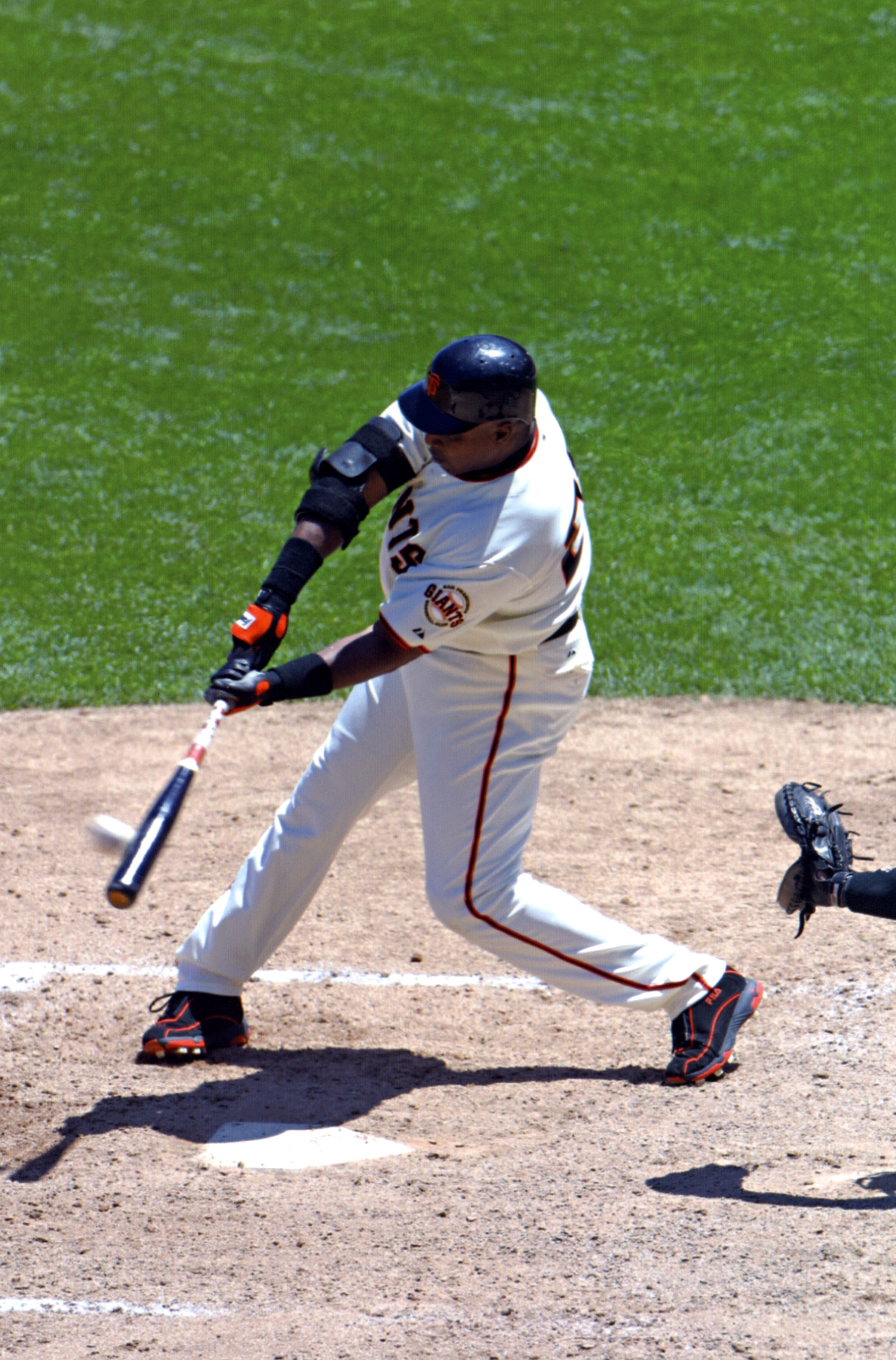 Hall of fame Photograph. Barry Bonds #715 to surpass historical legend Babe Ruth during the Bonds' chase. I was the only photographer to capture bat on ball. Go to www.reel-rescue.com to view Kris' entire photography portfolio.