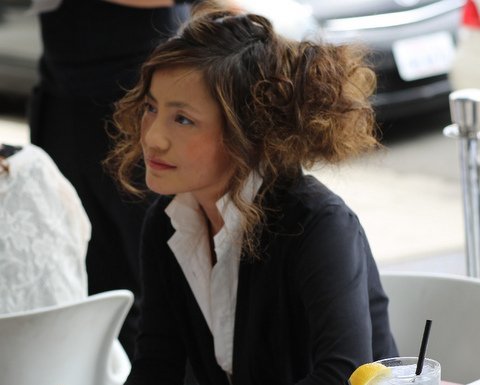 actress Nina Xining Zuo at a café at Pasadena, California.