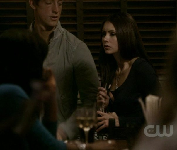 Still shot of Justin Price and Nina Dobrev. The Vampire Diaries