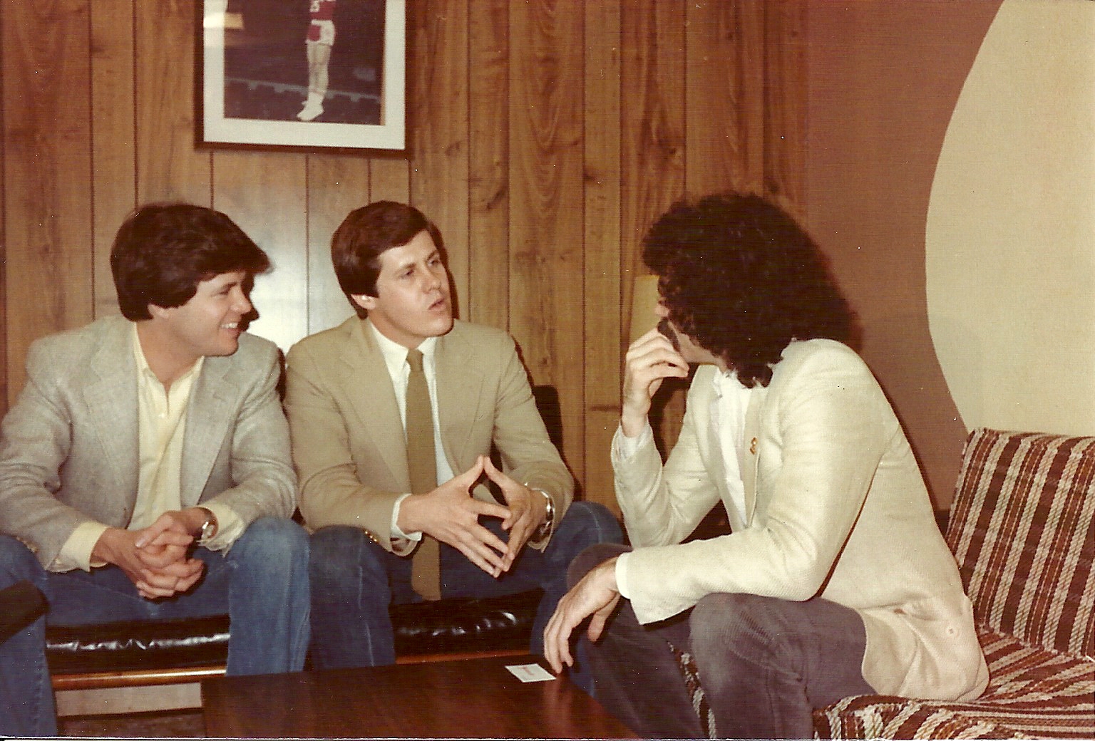 Ben McCain and Butch McCain interviewing Joe Bonsall of the Oak Ridge Boys for their morning TV show.