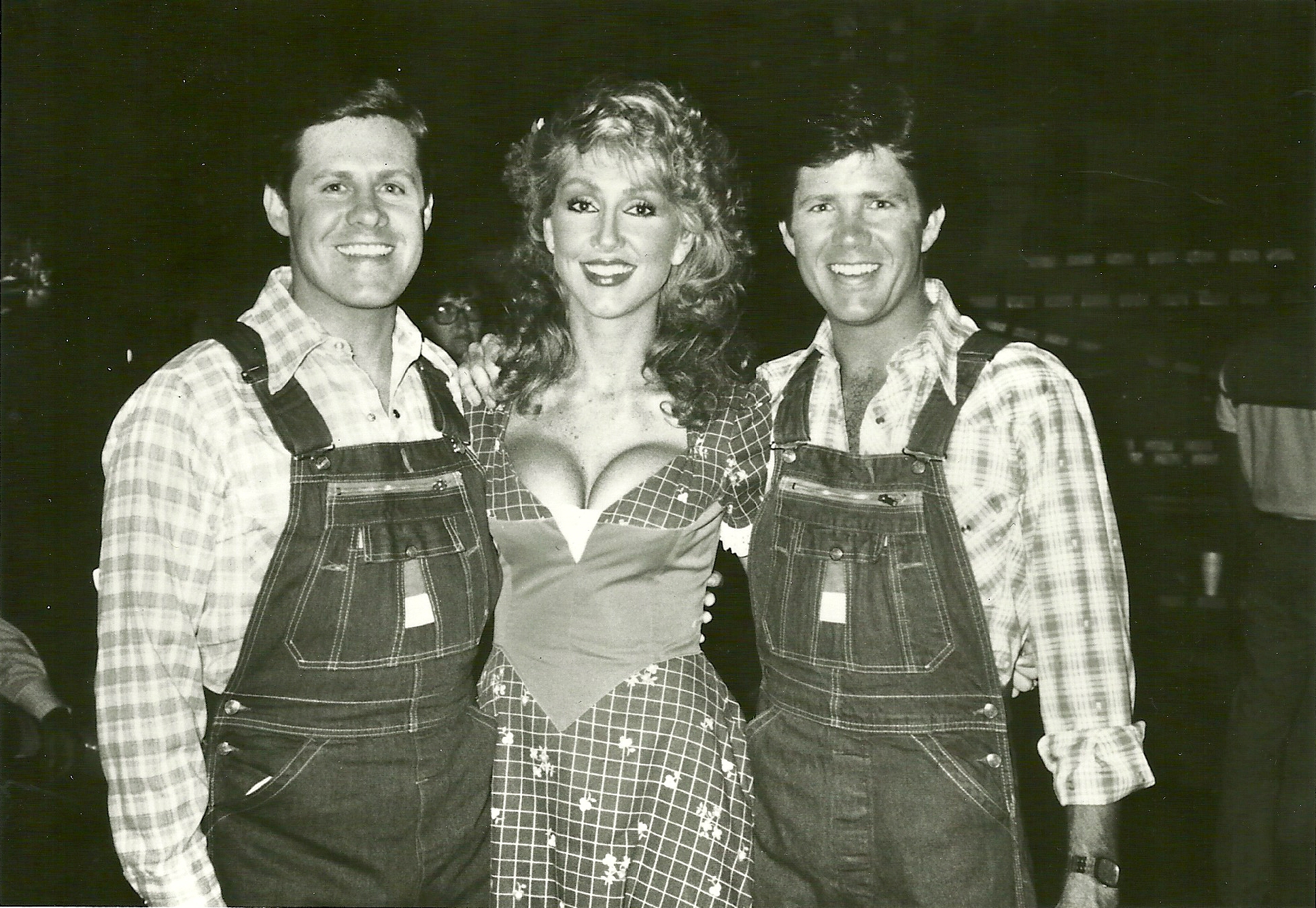 Ben McCain, Hee Haw Honey Linda Thompson and Butch McCain on the set of Hee Haw in Nashville.