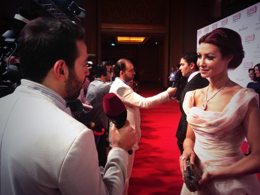 Arwa Gouda on the red carpet of her movie Villa 69 at the Abu dhabi Film Festival (2013)