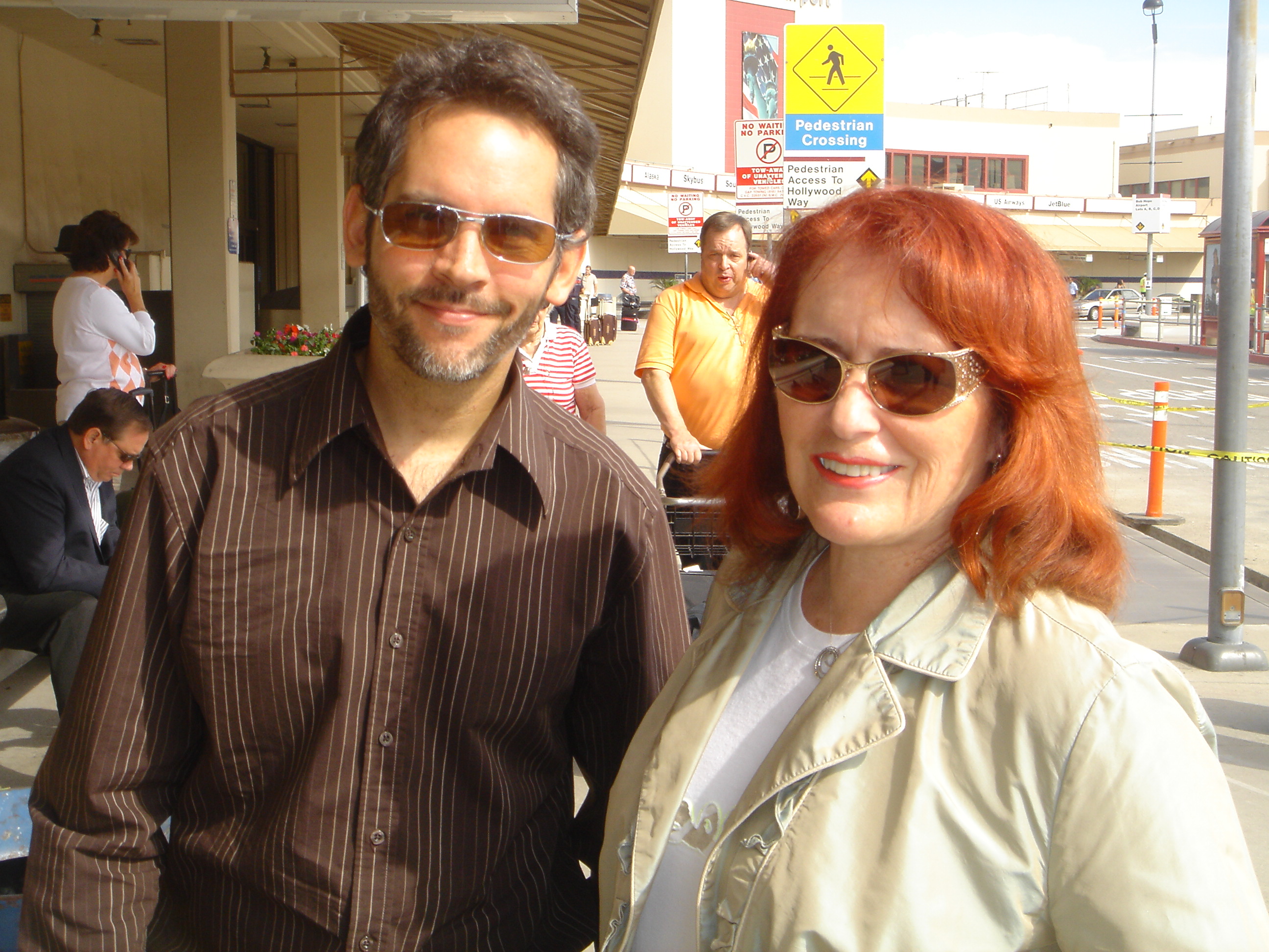 Lance Brittan and Joanna M. Champlin arriving in Los Angeles for a recording session