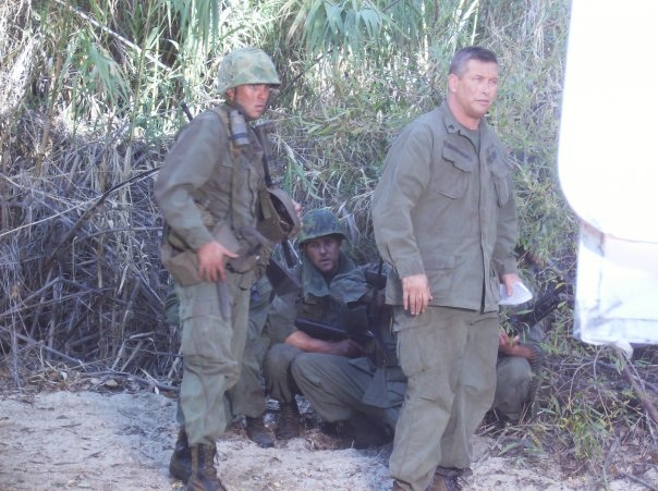 Dylan Seaton and Stephen Baldwin on the set of 