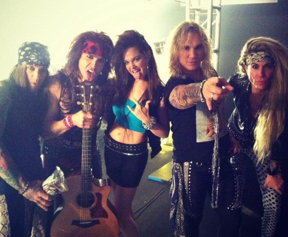 On set with Steel Panther, Rock of Ages film.