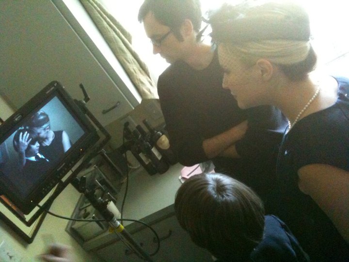 Reviewing a scene with fellow actor Lindsey Haun. http://www.imdb.com/name/nm0369424/