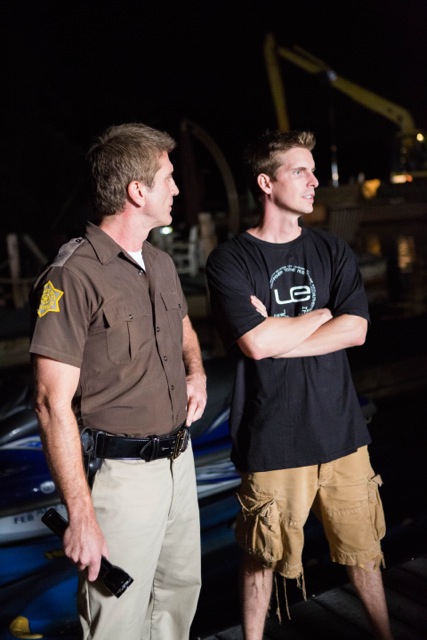 Derrick Redford and Joe Lando on set Freshwater.