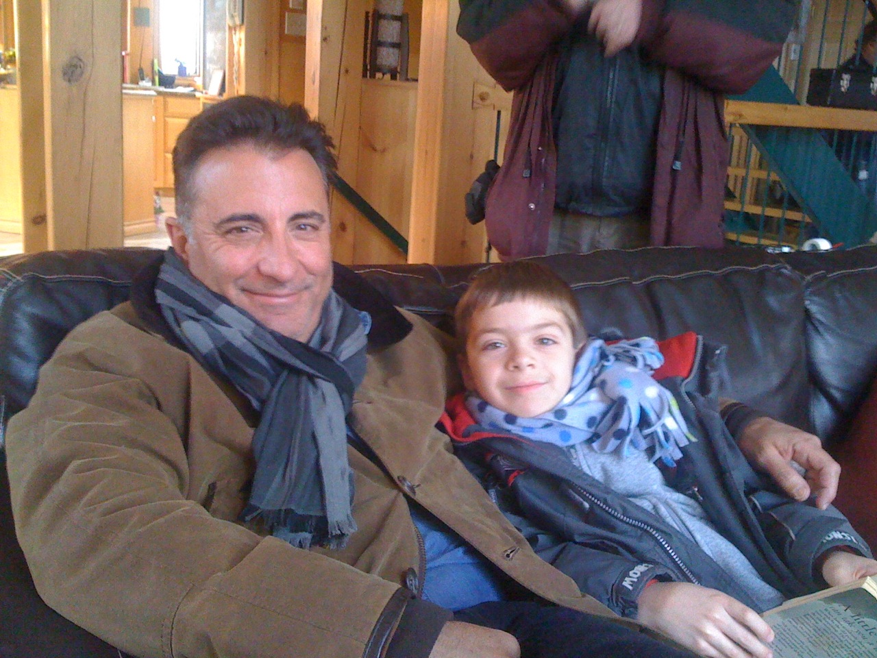 Andy Garcia and Peter on the set of The Truth