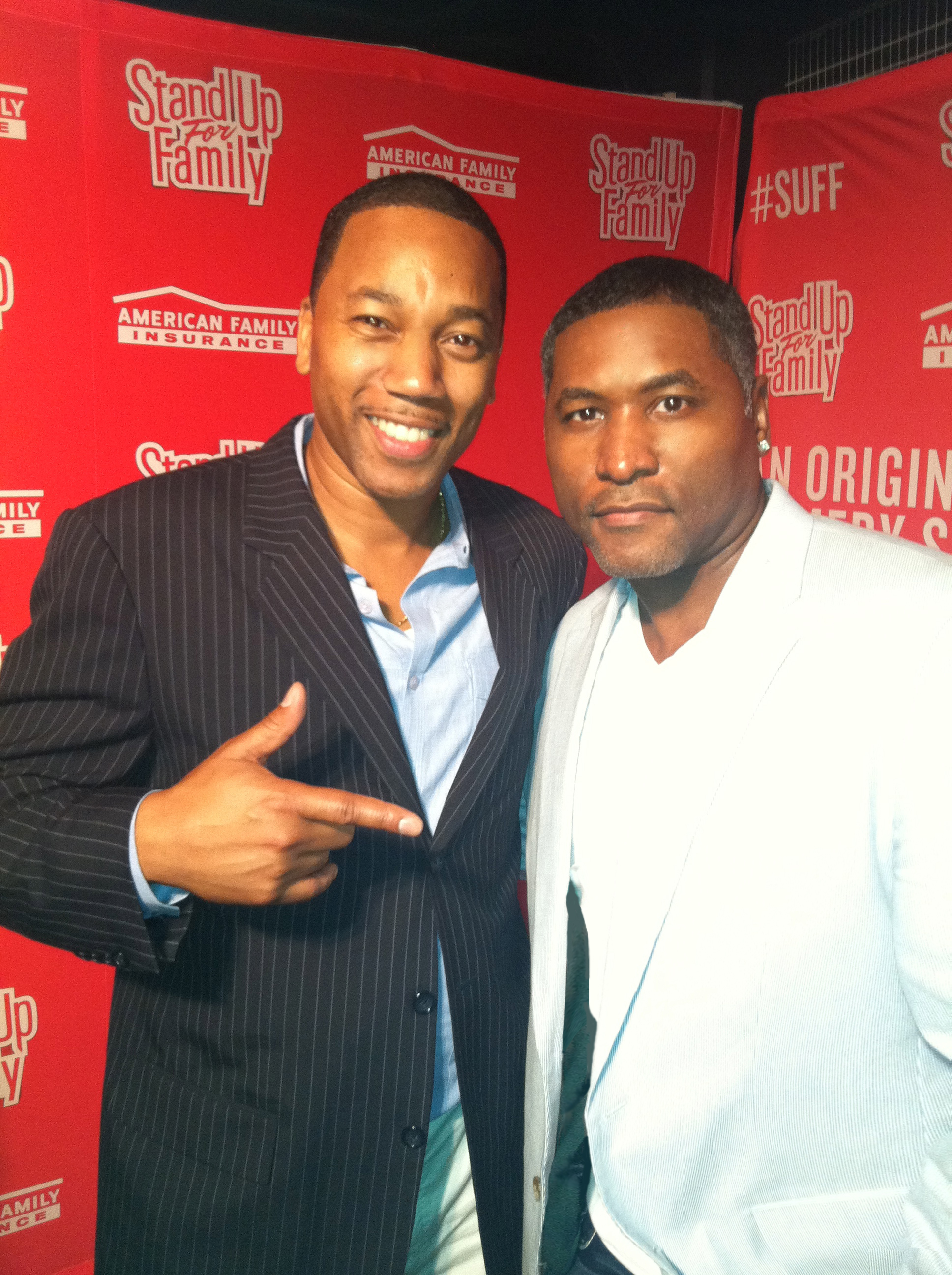 Kevin K. Greene and Royale Watkins backstage on the Stand Up for Family tour