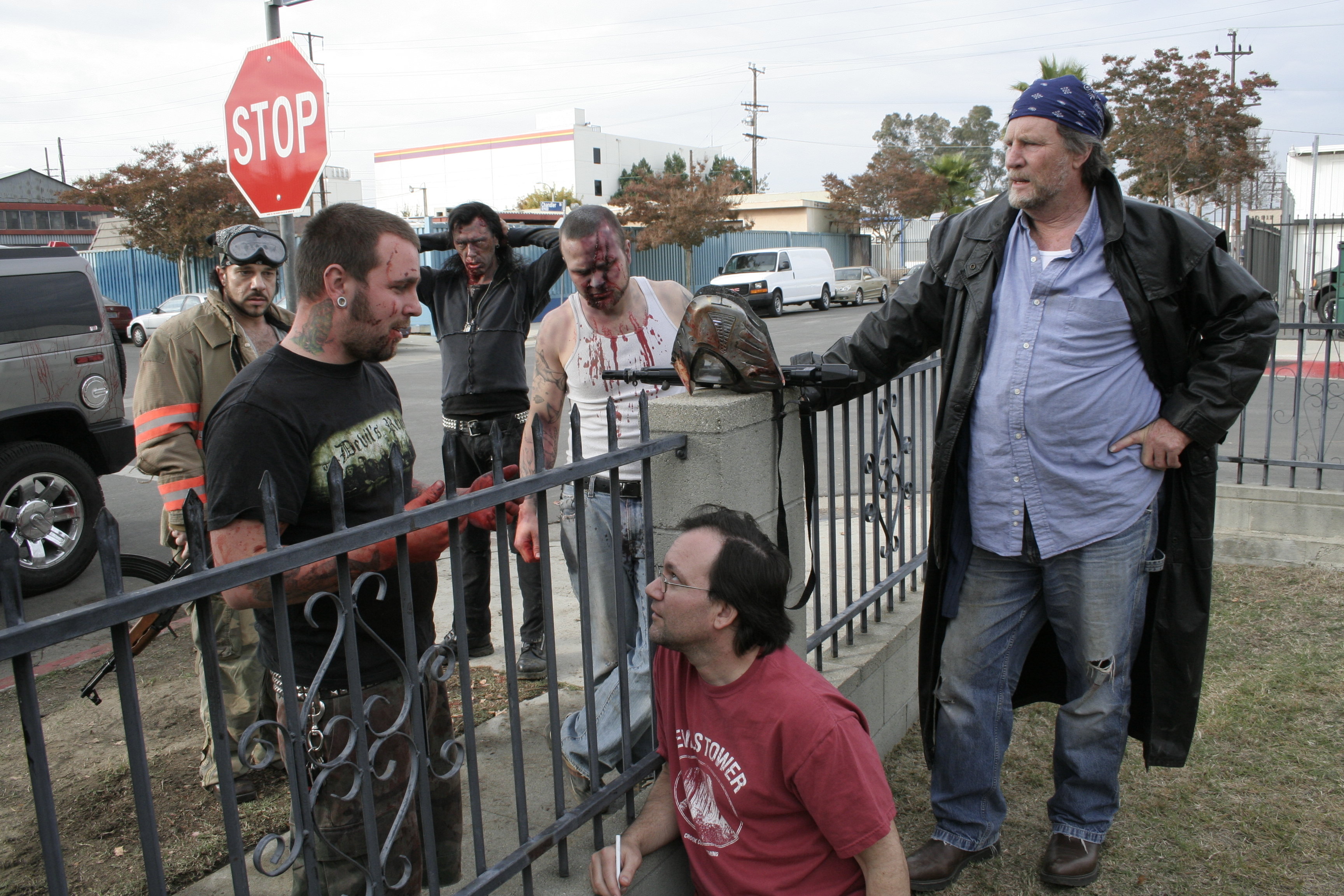 Vernon Wells (as Paul Irwin) and director Sean Cain talk with FX guru Tom Devlin about the upcoming zombie showdown.