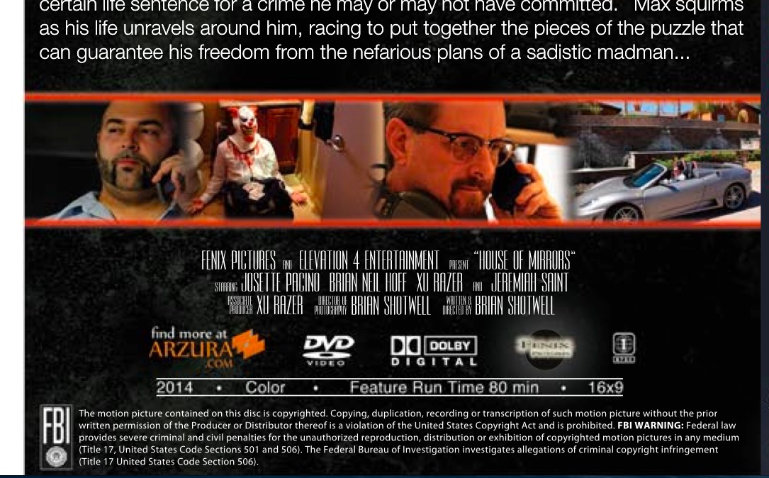 Back of HOUSE OF MIRRORS dvd, 2nd lead