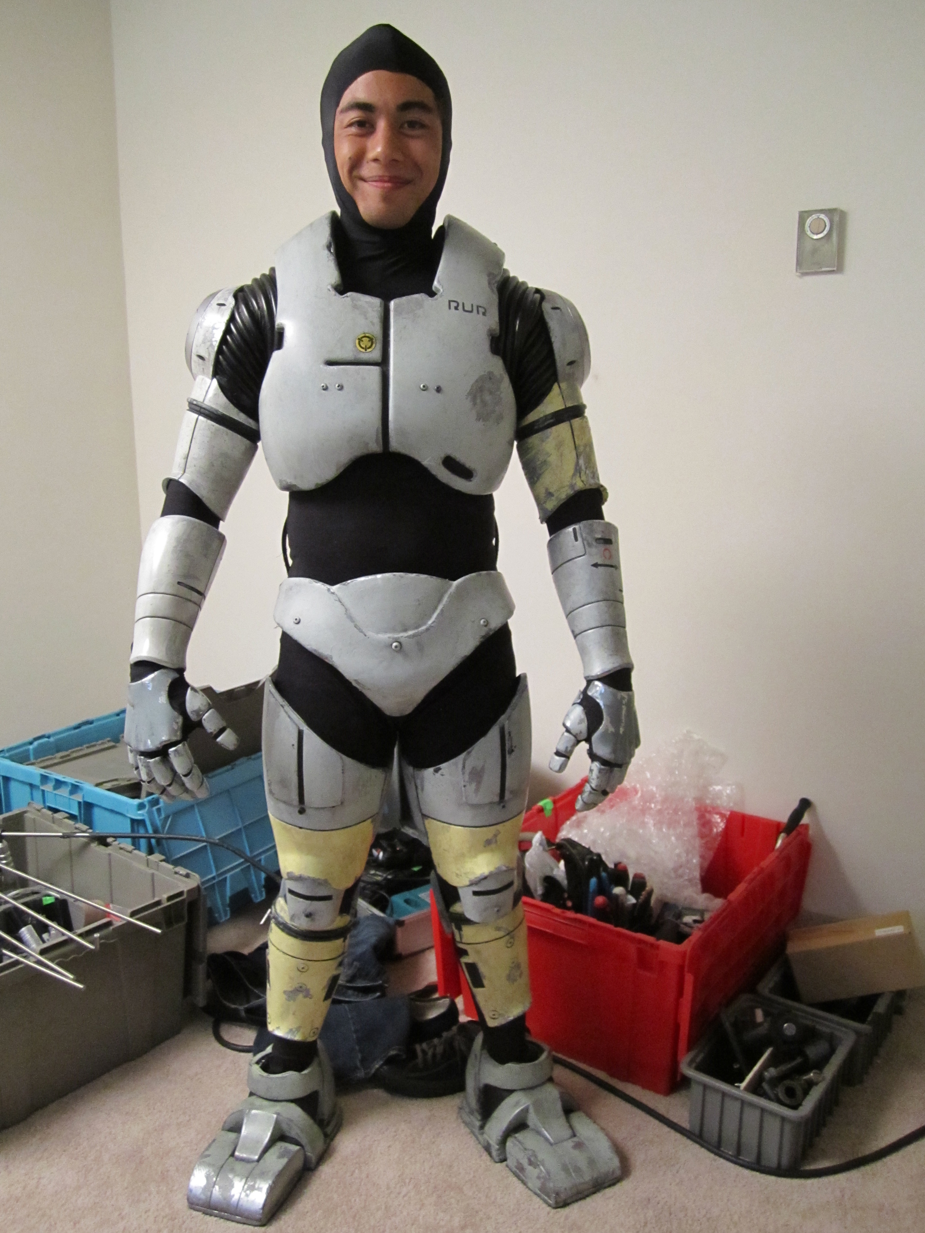 On set in my Robot suit. Carl's Jr. Commercial