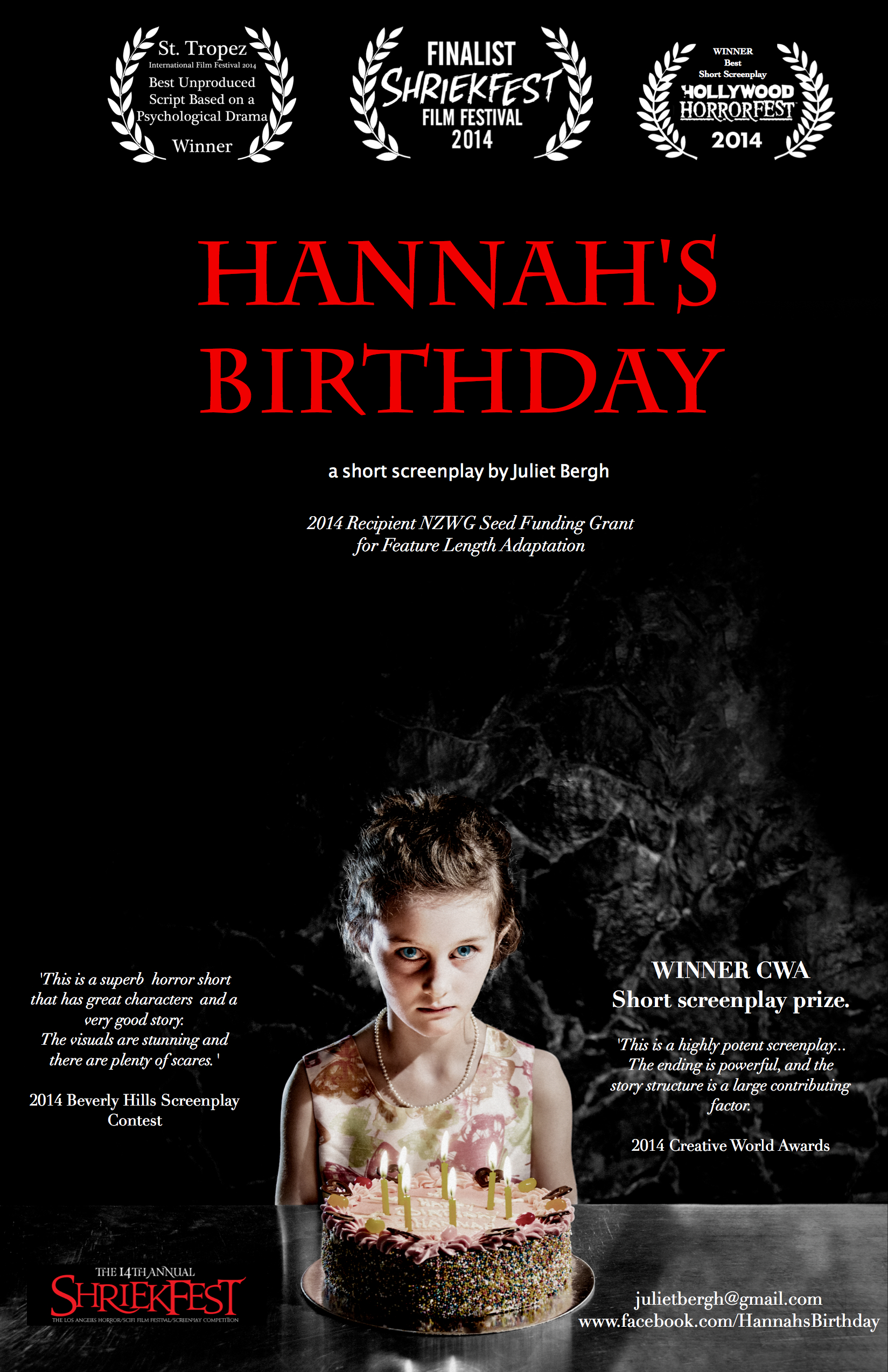 Hannah's Birthday - award winning short screenplay by Juliet Bergh