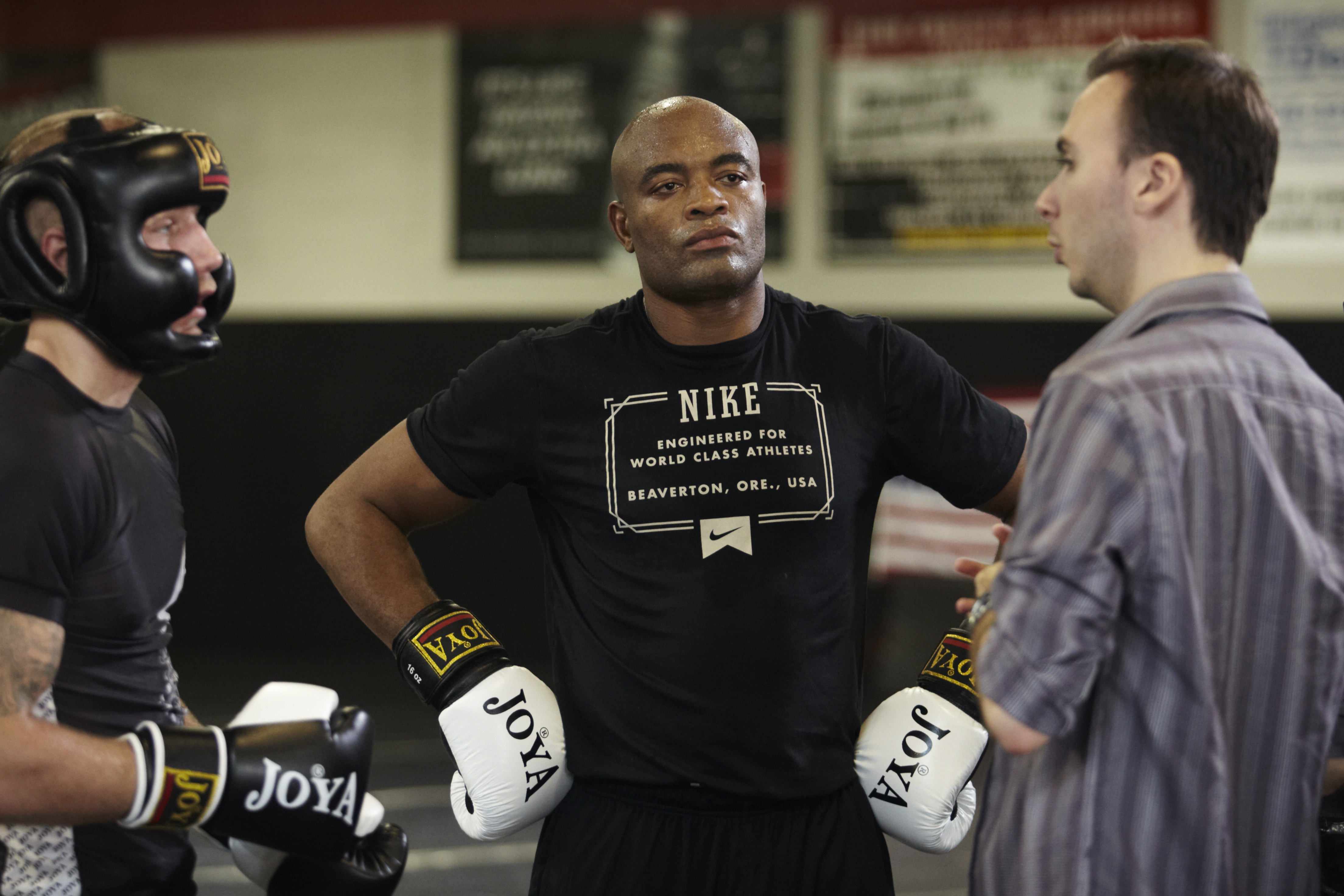 Allan Ungar with Anderson Silva on the set of TAPPED OUT
