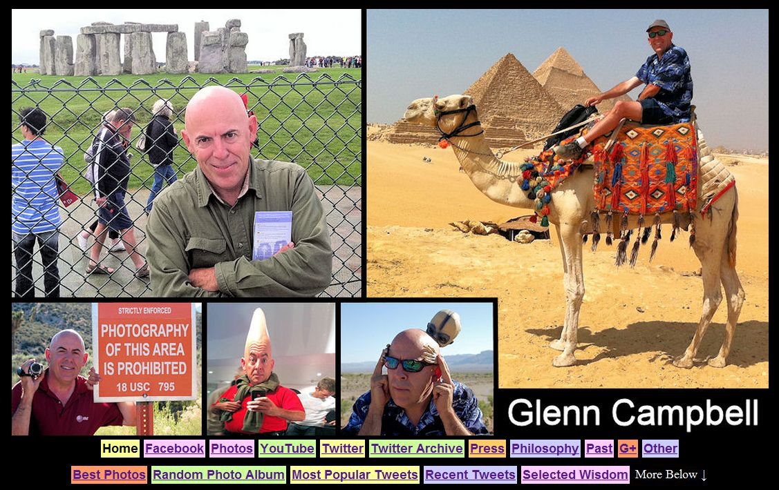 See Glenn's home page for extensive samples of Glenn's creative work, including hundreds of videos, essays and photo albums from around the world. (See Resume for URL.)
