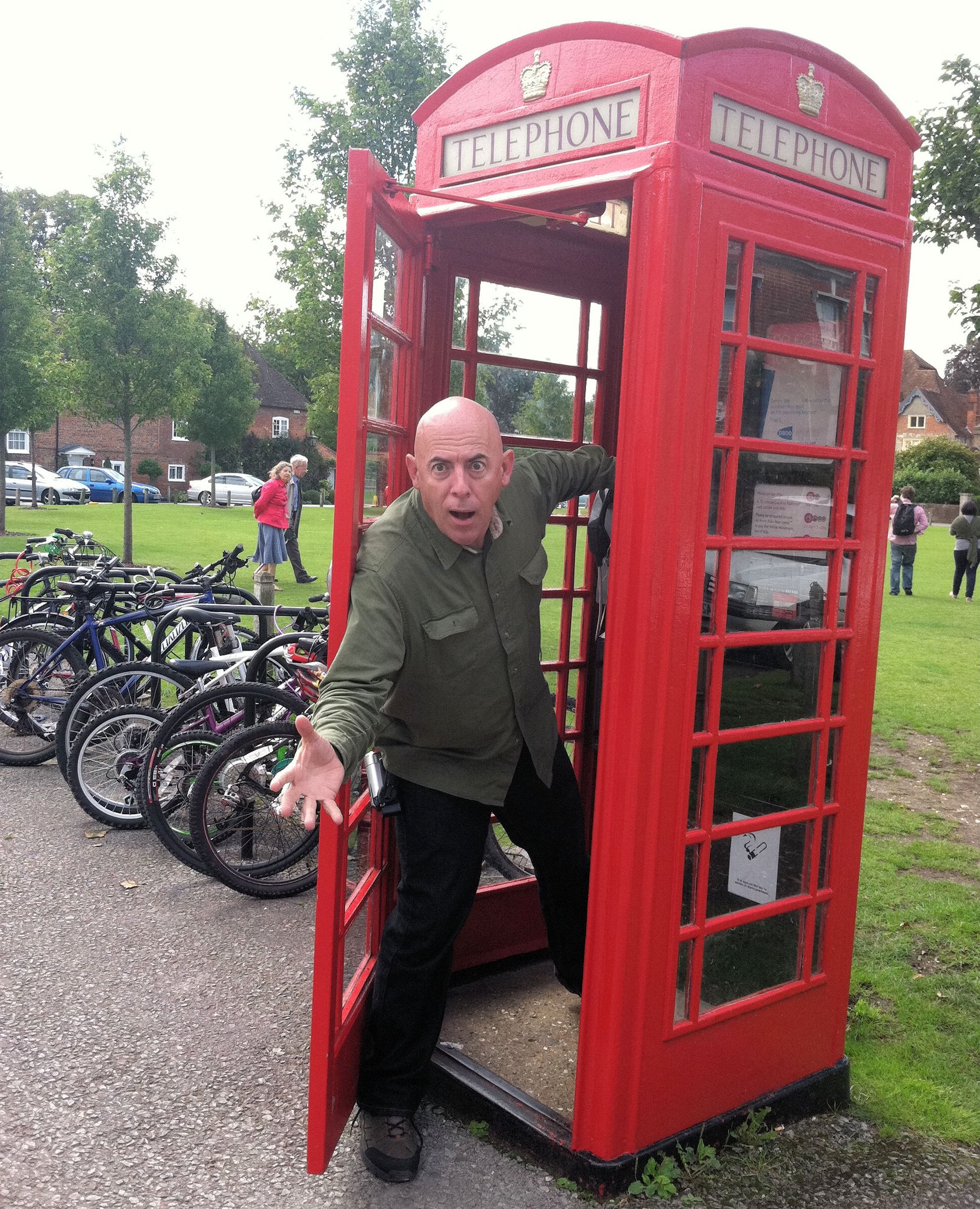 Glenn in Salisbury, England, just back from a visit to the 27th Century via this convenient Tardis.