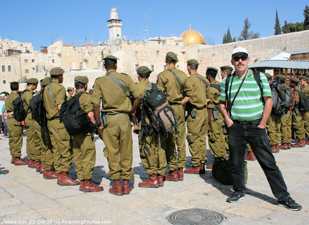 Hanging with the Israeli Defense Force at the Western Wall in Jerusalem, Oct. 2009