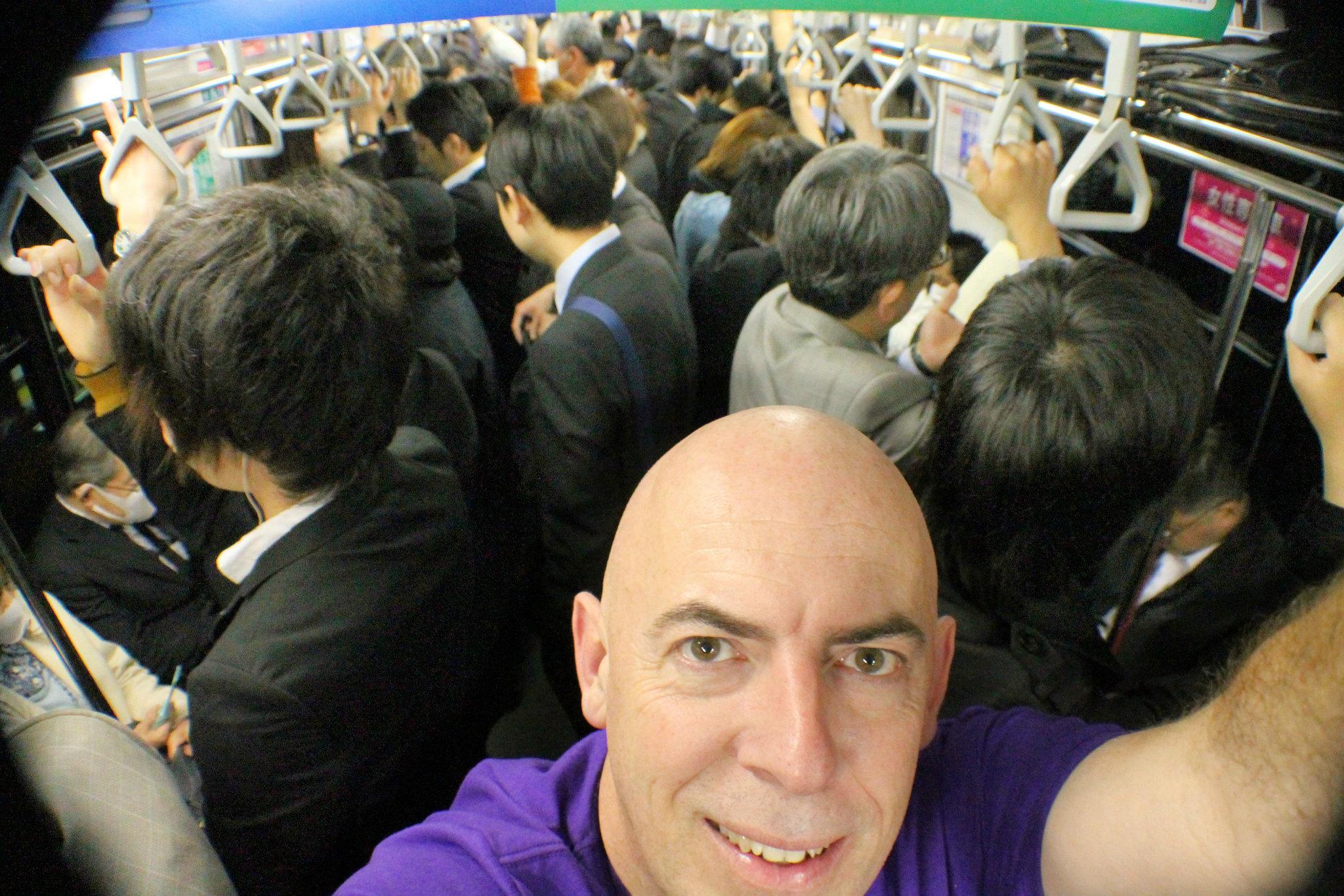 Rush hour on the subway in Tokyo