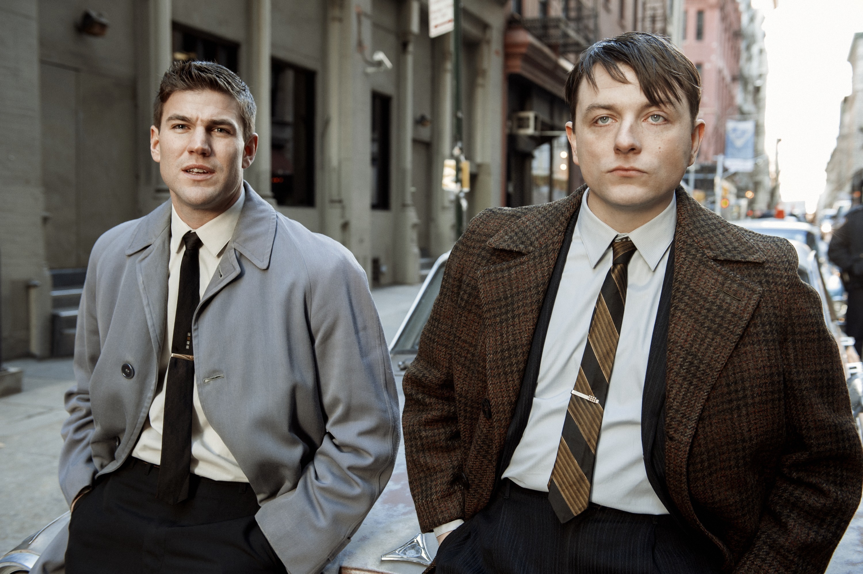 Still of Patrick Murney and Austin Stowell in Public Morals (2015)