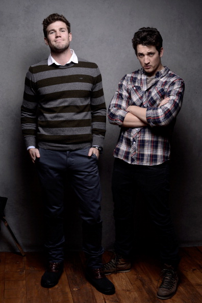 Actors Austin Stowell and Miles Teller pose for a portrait during the 2014 Sundance Film Festival at the WireImage Portrait Studio in Park City, Utah.