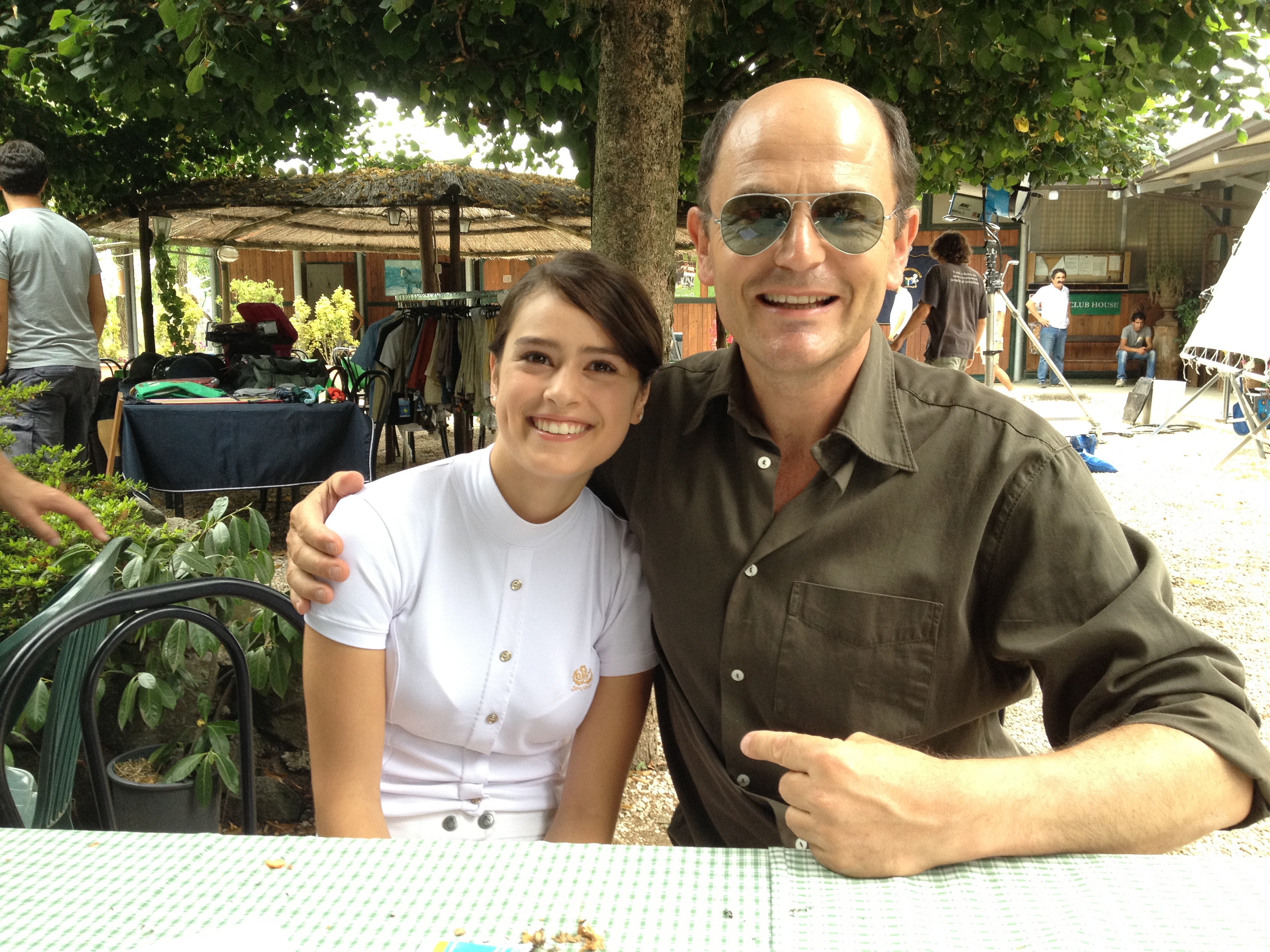 MIA AND ME on set outside of Rome