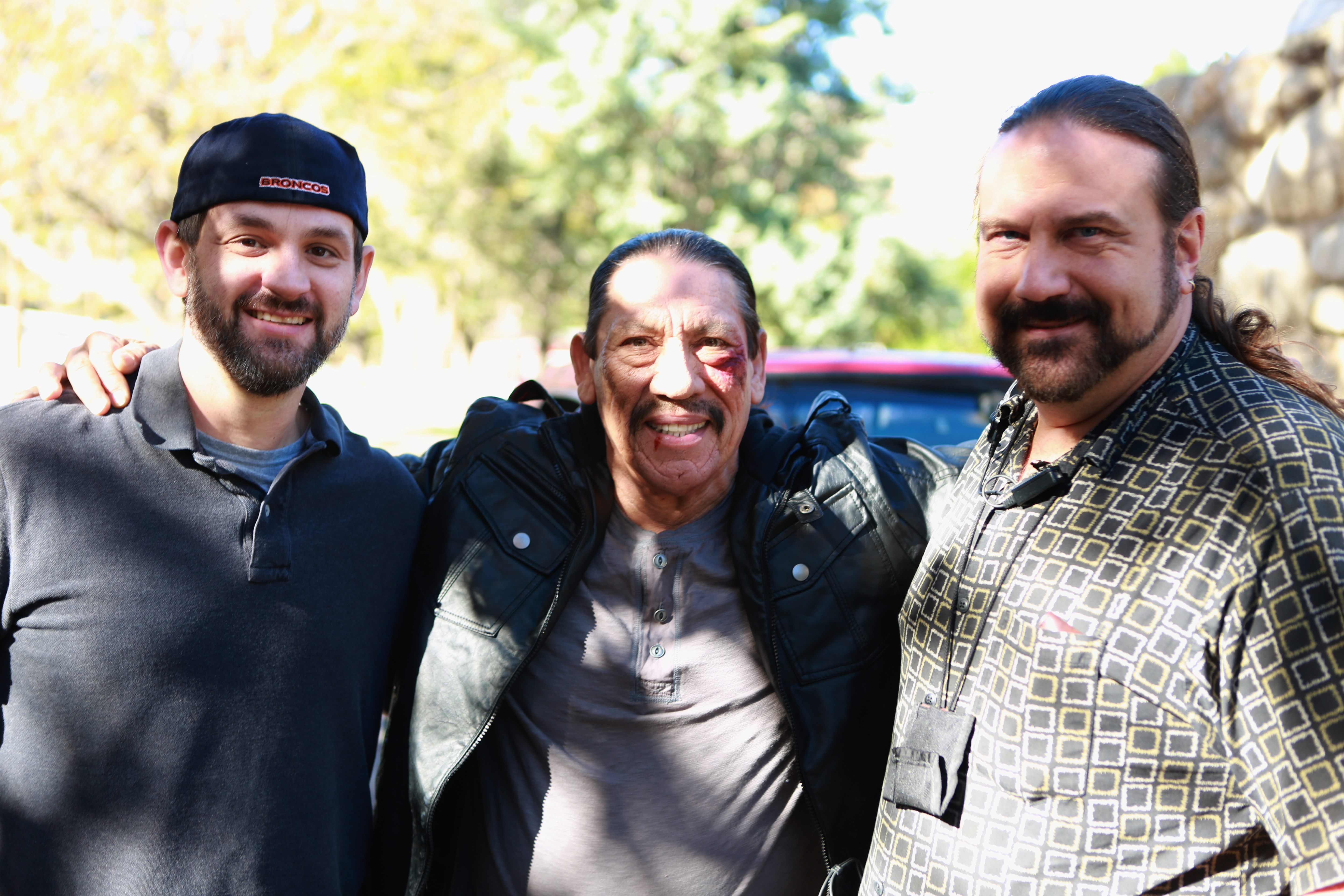 Danny Trejo, Joseph M. Setele and Sean Robert Olson on the set of 