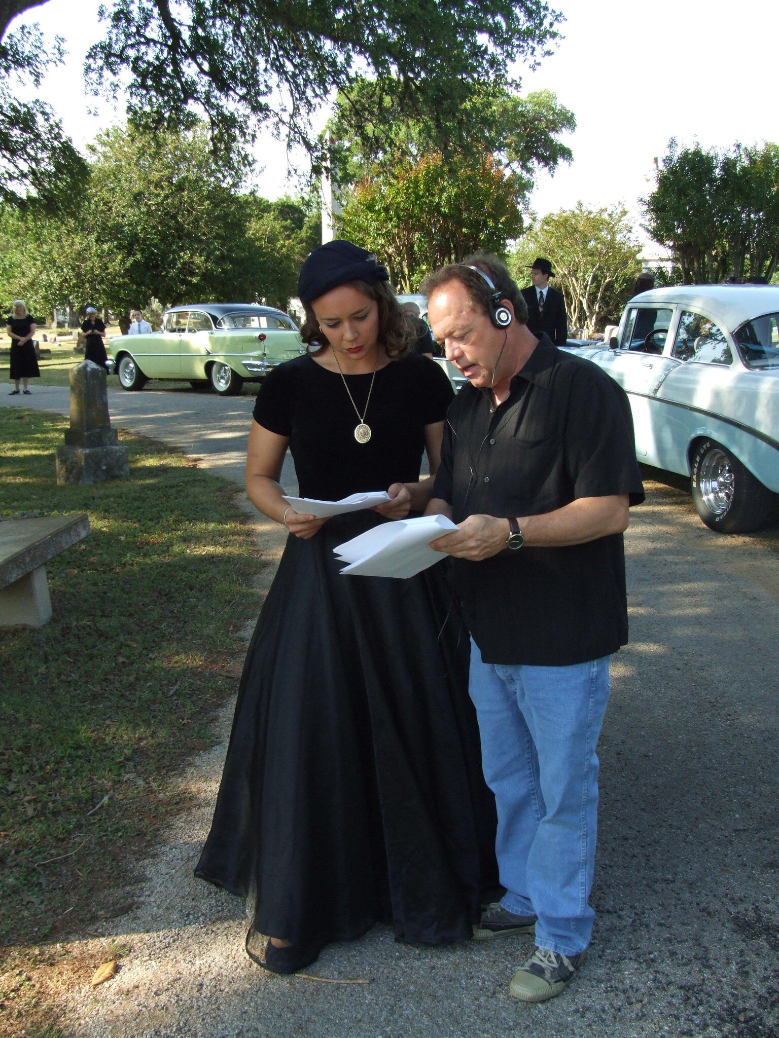 This is ths late greatly missed writer/producer/ director, Gene Burns giving notes between takes on the set of 