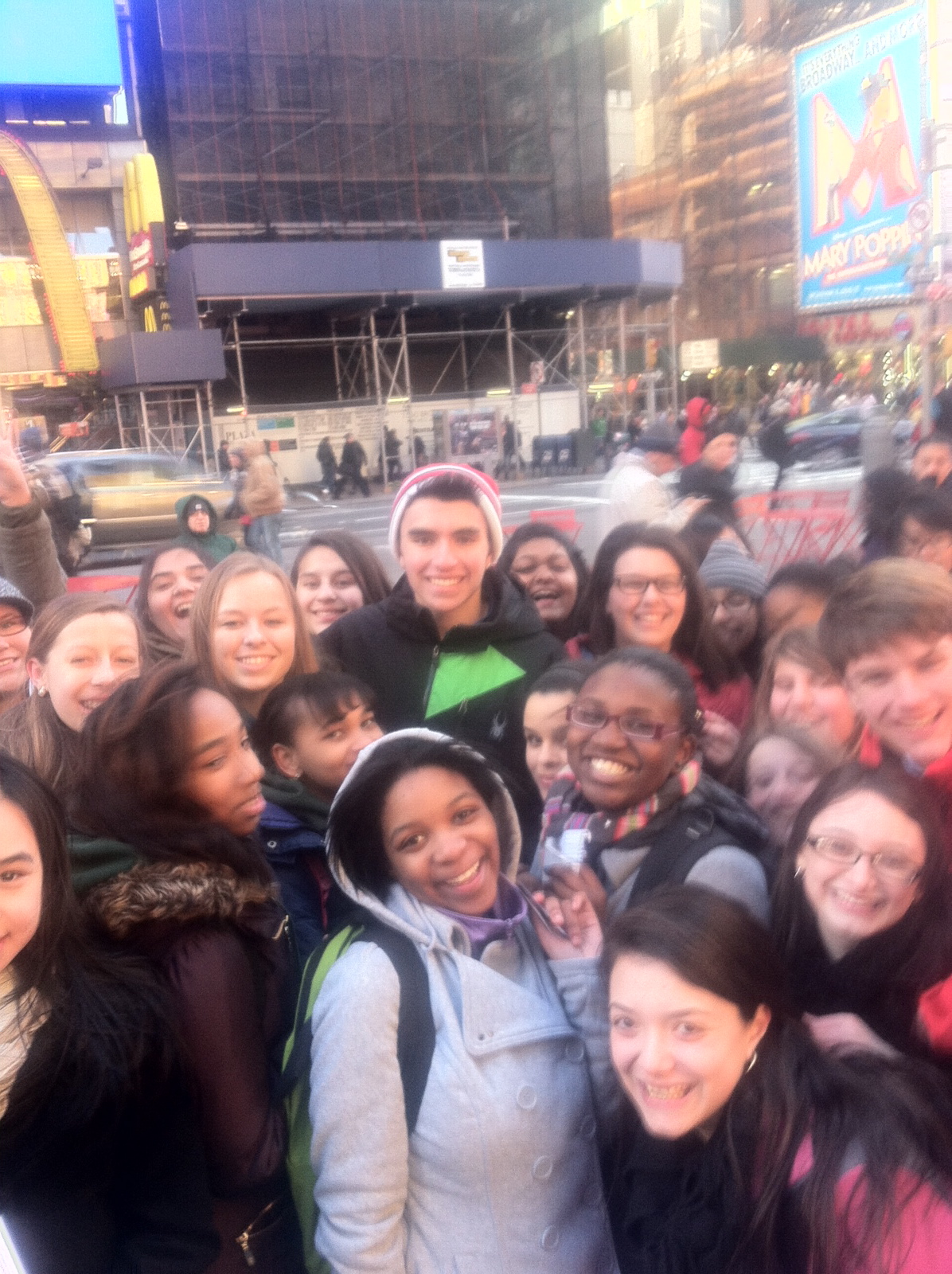 Christopher mobbed by fans in Times Square feb 2013