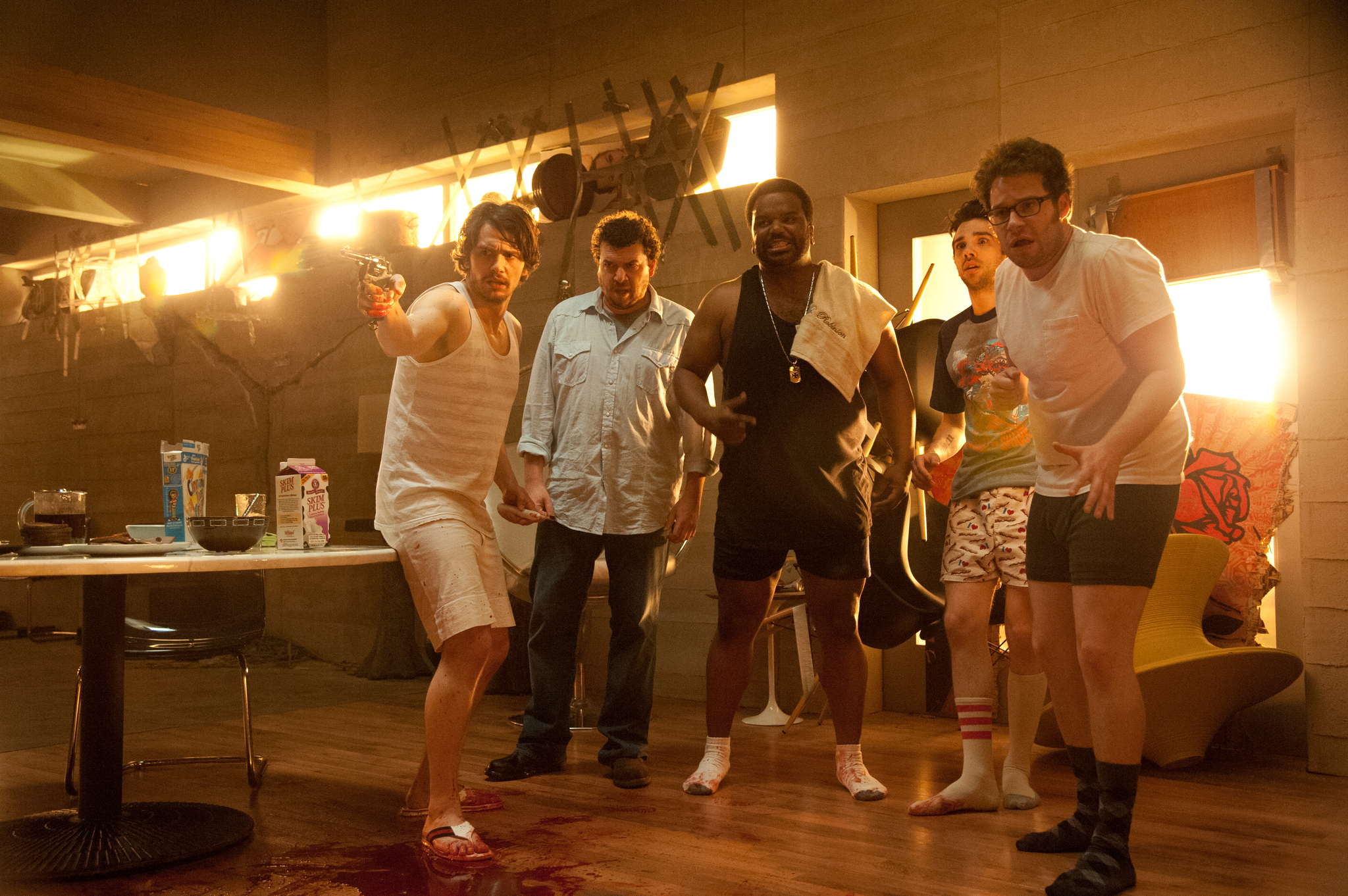 Still of Jay Baruchel, James Franco, Craig Robinson and Seth Rogen in Dabar jau tikrai sikna (2013)