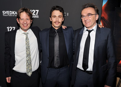 Danny Boyle, James Franco and Christian Colson at event of 127 valandos (2010)