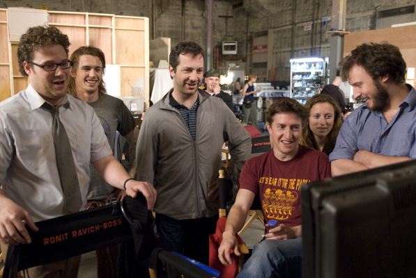 Still of Judd Apatow, James Franco, David Gordon Green and Seth Rogen in Mari Huanos ekspresas (2008)