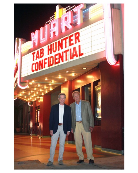 Allan Glaser and Tab Hunter at TAB HUNTER CONFIDENTIAL Los Angeles theatrical engagement at Nuart Theatre.