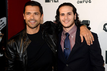 Mark Consuelos and Vincenzo Hinckley at the premier of CBGB in New York.