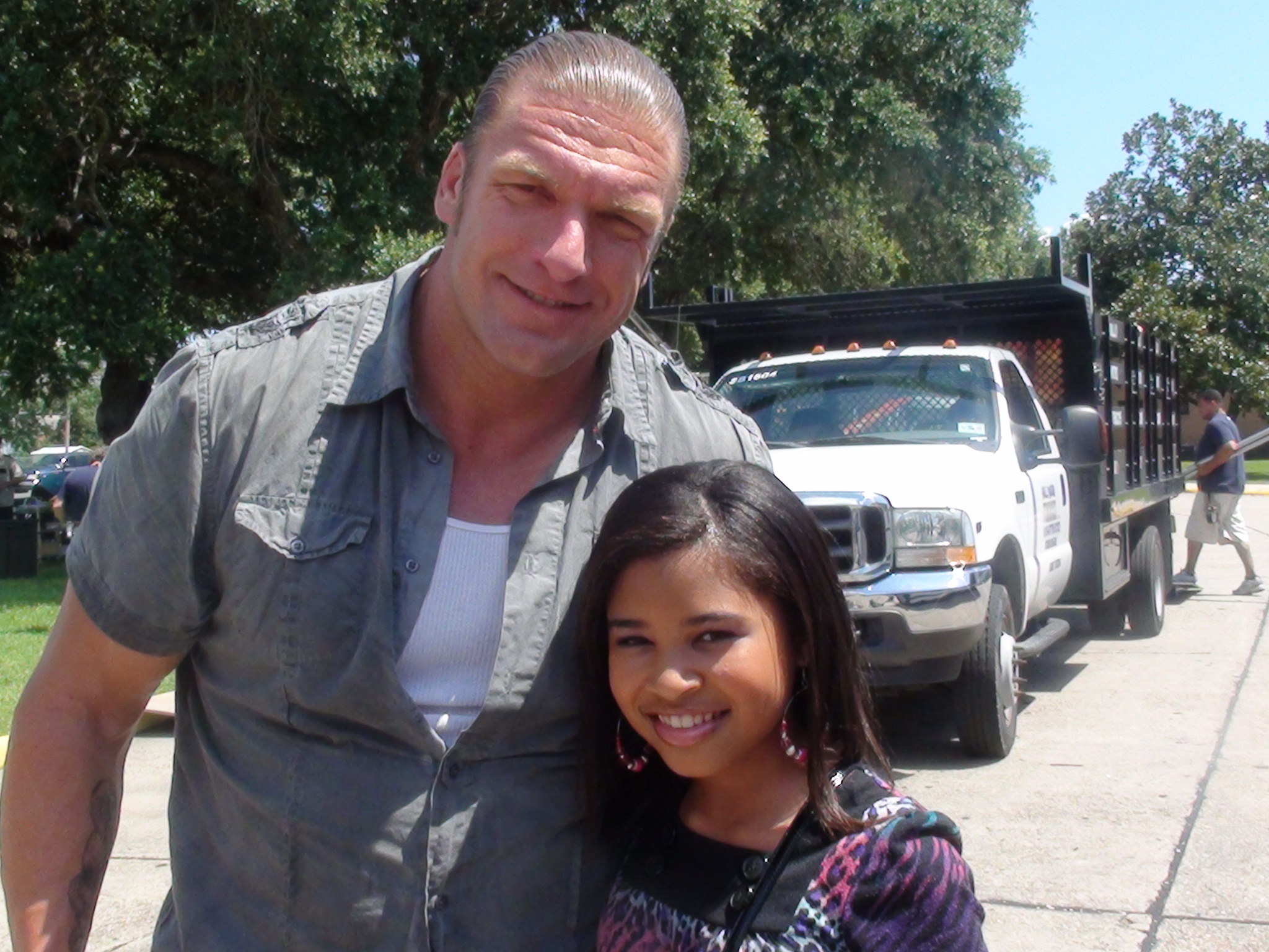 Taylor Faye Ruffin and Triple H on the set of The Chaperone 6/2010