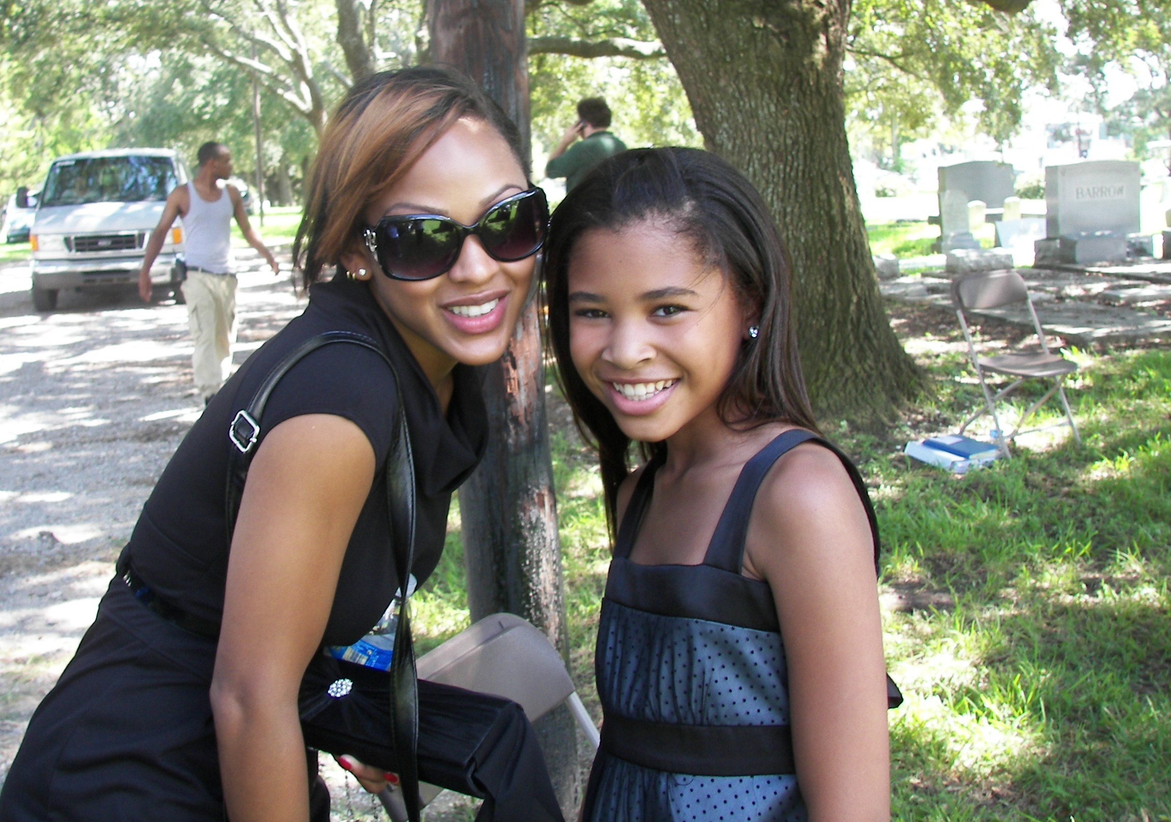 Taylor Faye and Ms. Meagan Good on the set of Video Girl 2009