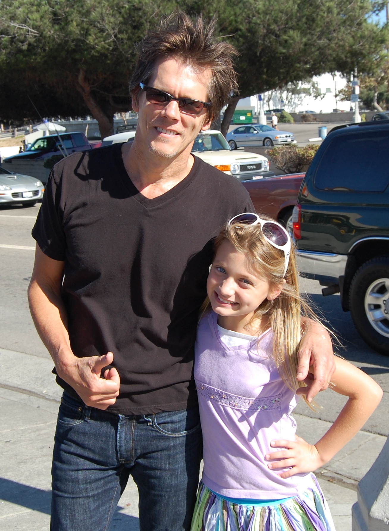 Laci Kay and Kevin Bacon on set of 