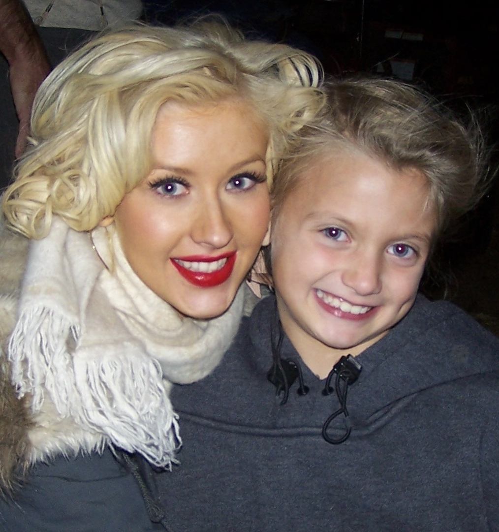 Laci and Christina Aguilera on set of her video of 
