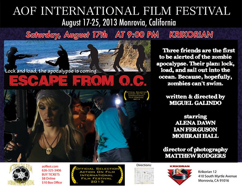 Action on Film Festival Flyer for Escape from OC starring Alena Dawn