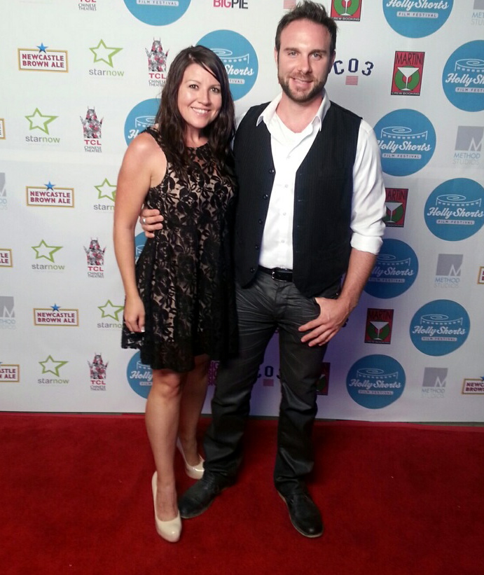 Bryan Kaplan and Christy Lee Hughes on the red carpet for Hollyshorts Film Festival at Chinese Theatre in Hollywood