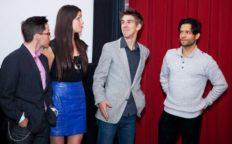 Erwin Galan (right) with co-stars in screening of Shadowed (2012) in Tacoma, Washington.