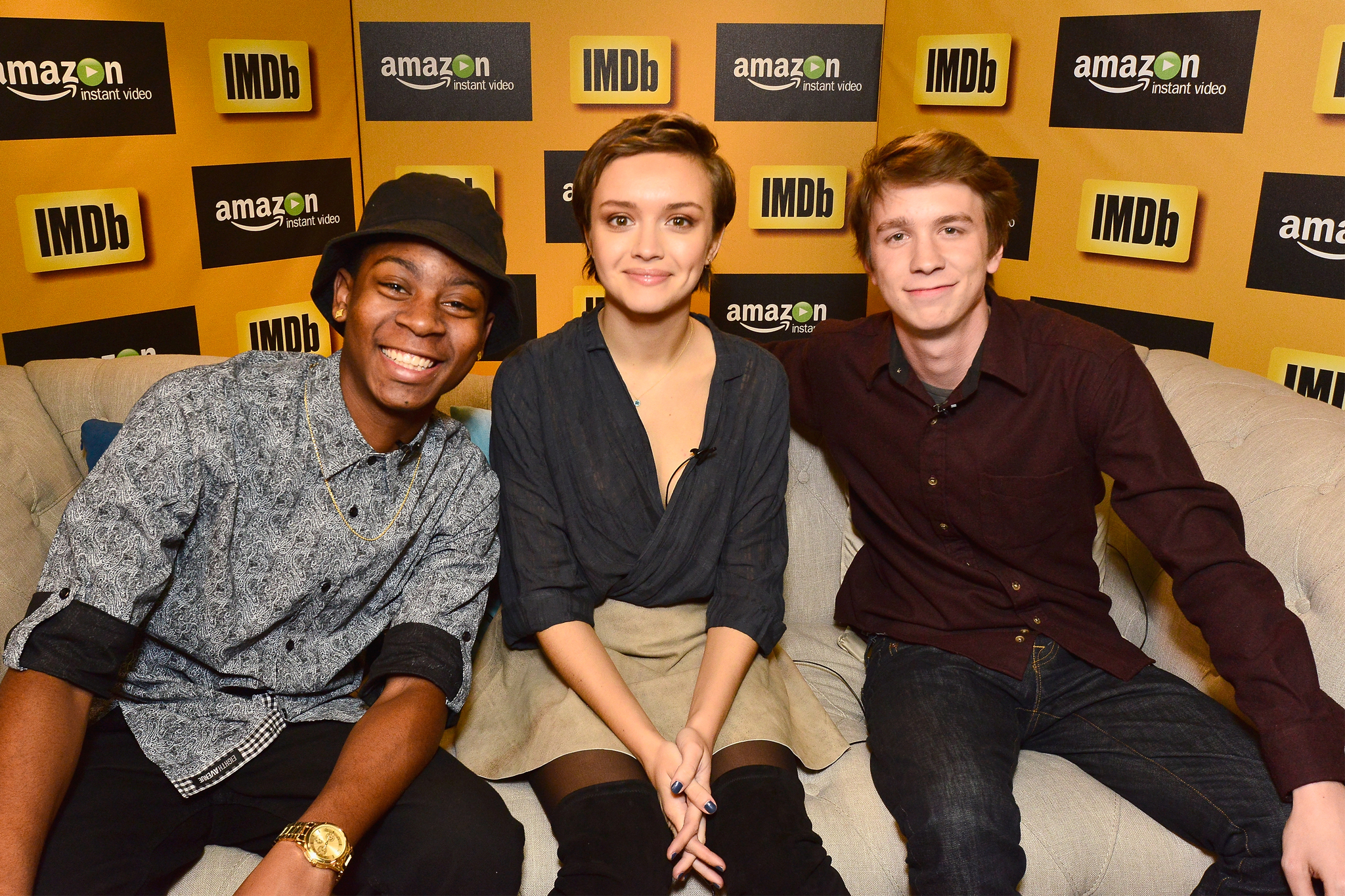 Thomas Mann, Olivia Cooke and RJ Cyler at event of IMDb & AIV Studio at Sundance (2015)