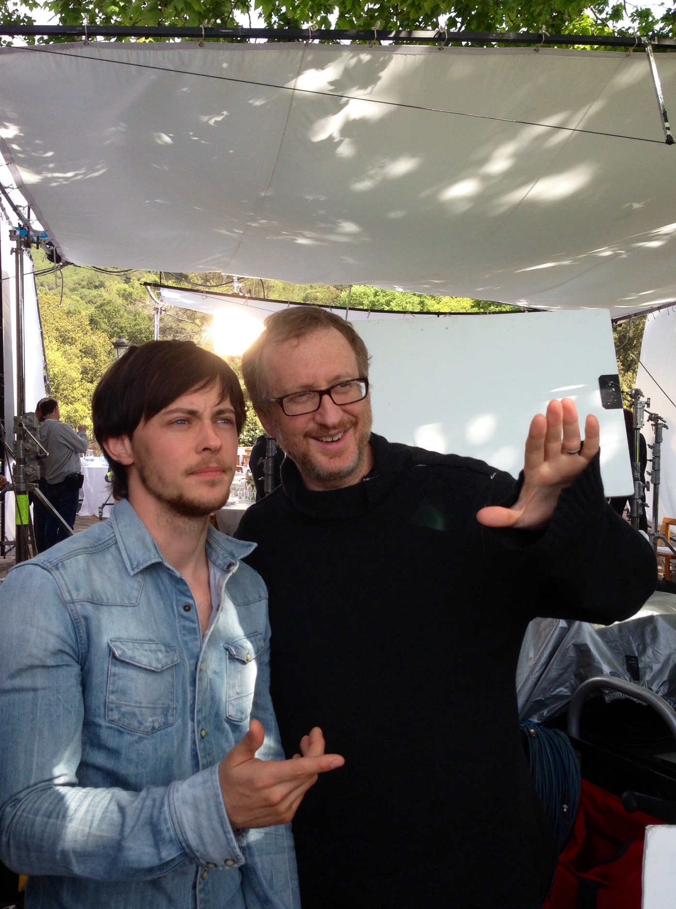 Elliot James Langridge on set with James Gray