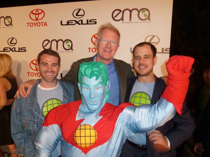 Ben Whitehair with Ed Begley Jr. and Captain Planet at the 2010 Environmental Media Awards