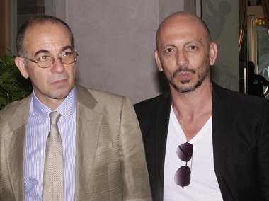 Film directors Giuseppe Tornatore and Gianfranco Serraino. Venice Film Festival, 2010.