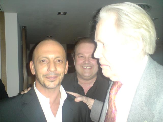 Film director, writer Gianfranco Serraino, actor Peter O'Toole and film director Paul Wiffen. London Film Festival, 2008.