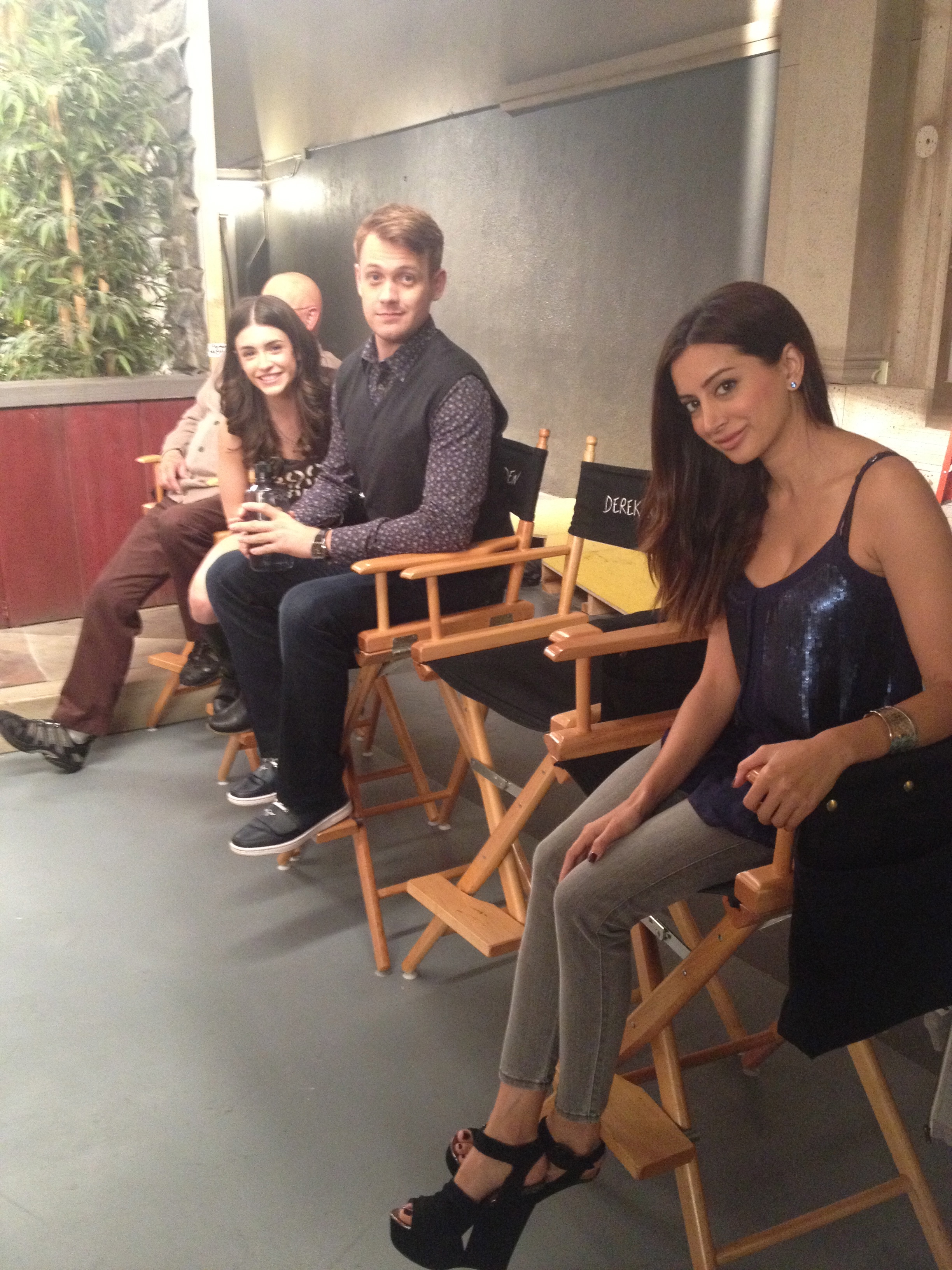 Daniela Bobadilla, Michael Arden and Noureen DeWulfe on the set of FX's Anger Management