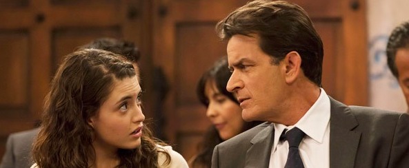 Still of Daniela Bobadilla and Charlie Sheen in Anger Management's FX