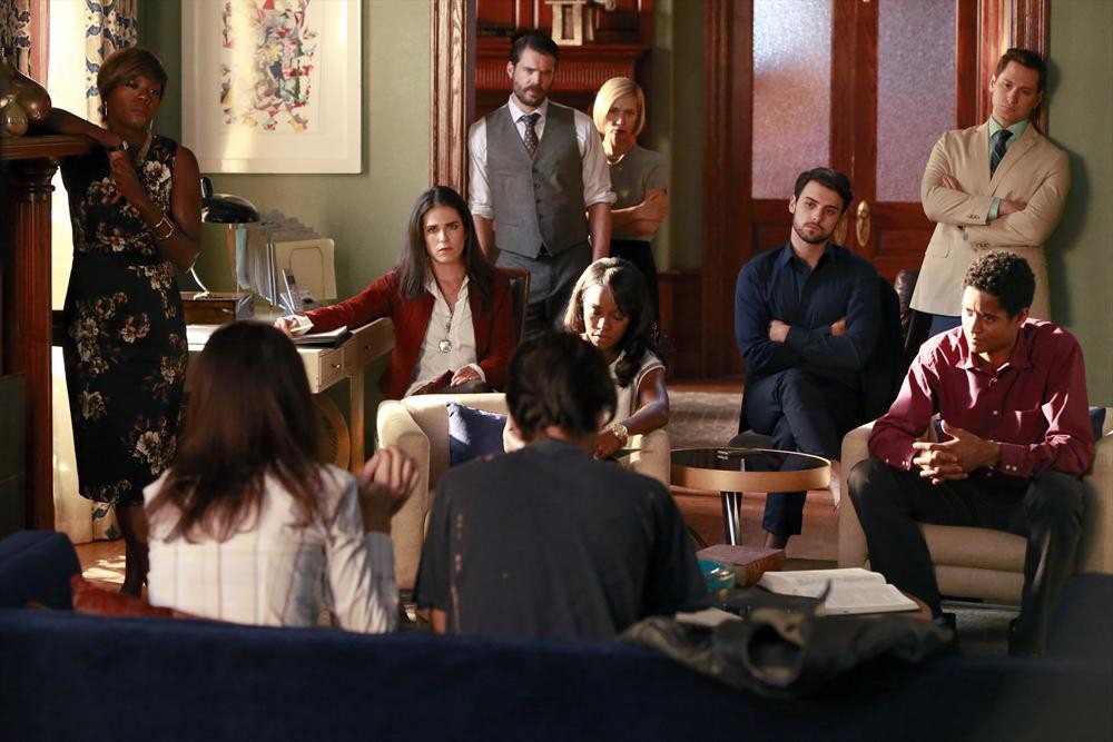 Still of Viola Davis, Alfred Enoch, Karla Souza, Charlie Weber, Liza Weil, Matt McGorry, Aja Naomi King and Jack Falahee in How to Get Away with Murder (2014)