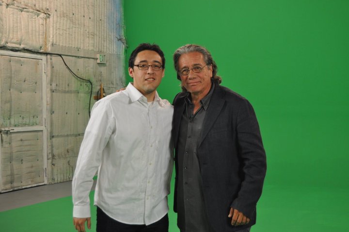 Joshua Sandoval w/ Edward James Olmos on the set of 